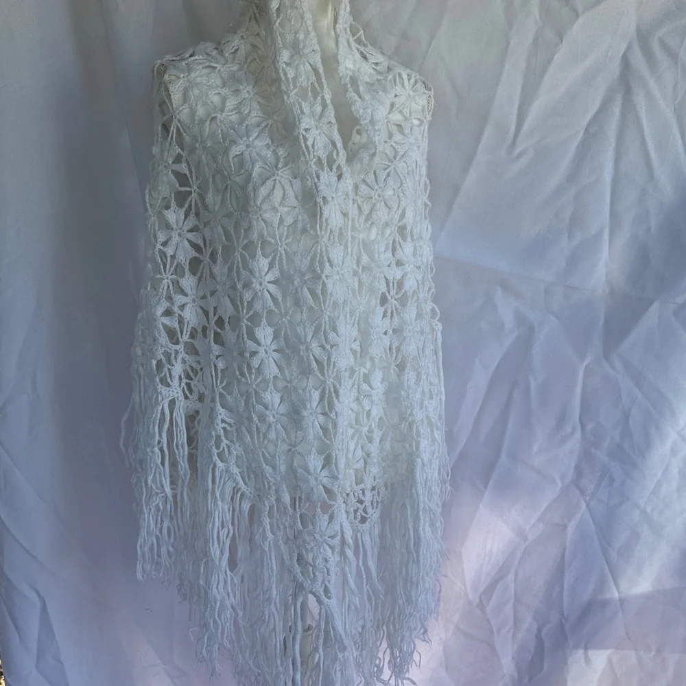 Elegant White Crochet Shawl